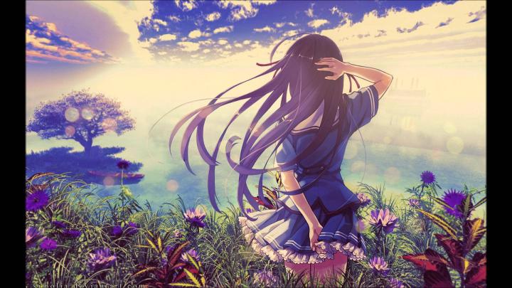 earth, Anime, Beautiful, Anime, Girl, Flower, Long, Hair, Sunshine 