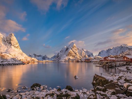 Landscape Water House Lofoten,morning,moskenesoya Hd Desktop Wallpaper 