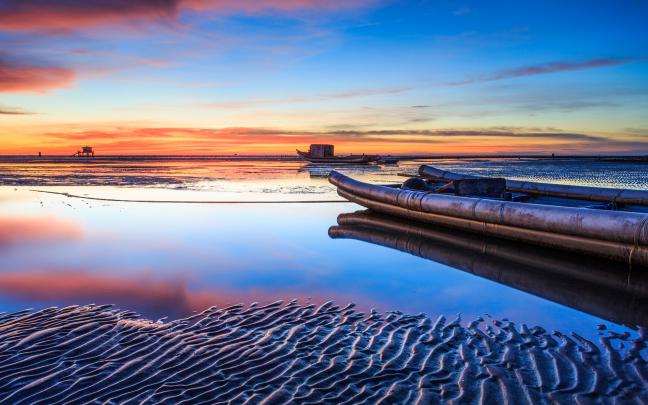Sunset Boat The Sea Desktop Wallpaper 29075