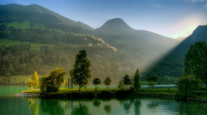 nature, Landscape, Lake, Sunlight, Hill, Switzerland Wallpapers HD 