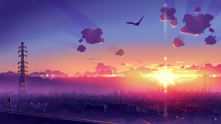 Aesthetic Sunset Desktop Anime Wallpapers