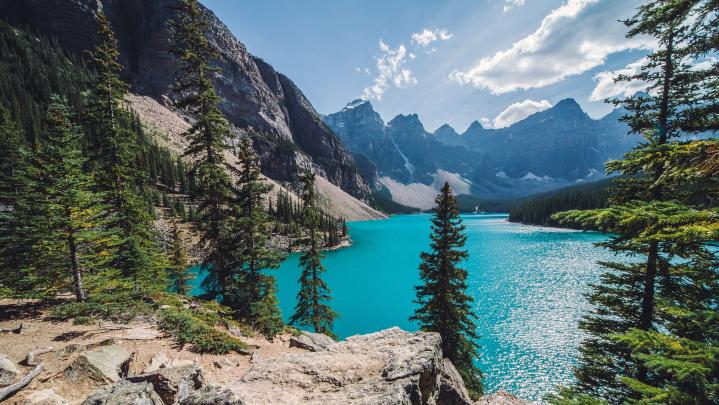 nature, Landscape, Moraine Lake, Canada, Mountain, Forest, Summer 