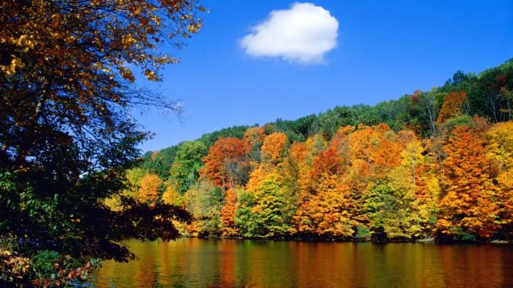 autumn, Fall, Rivers, Lakes, Reflection, Sky, Clouds, Landscapes 