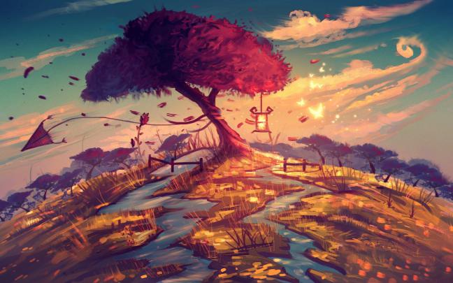 nature, Tree, Landscape, Art, Artwork, Artistic Wallpapers HD \/ Desktop 