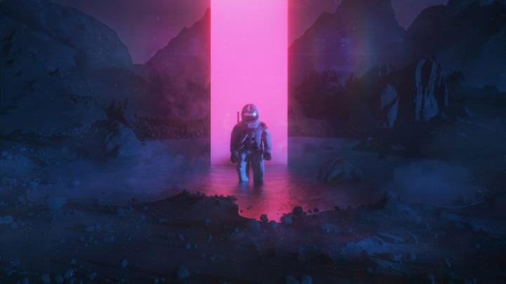 Artwork, digital art, neon, astronaut, Monolith, beeple, men 