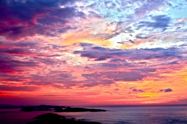 nature, Landscape, Clouds, Colorful, Water, Sunset, Sea, Island 