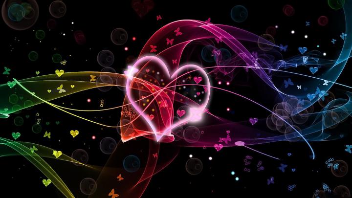 High resolution desktop wallpaper of heart, picture of butterfly 