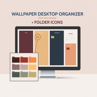 DESKTOP WALLPAPER ORGANIZER 2020-2021 Monthly Calendar | Etsy
