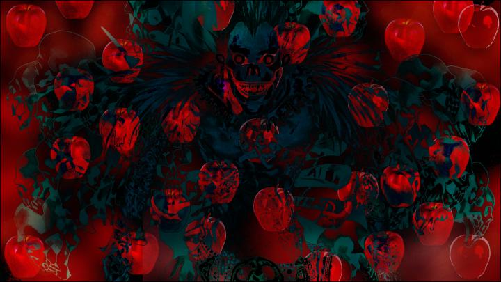 abstract, Trippy, Bright, Anime, LSD, Ryuk, Death Note, Apples 
