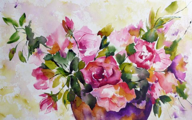 Free download Flowers watercolor oil painting wallpaper ForWallpapercom 
