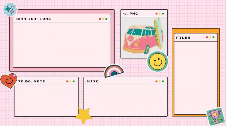 Cute Pink Desktop Wallpaper Organizer | Etsy