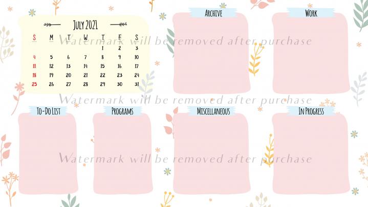 2021 Monthly Desktop Wallpaper Organizer Calendar Cute and | Etsy