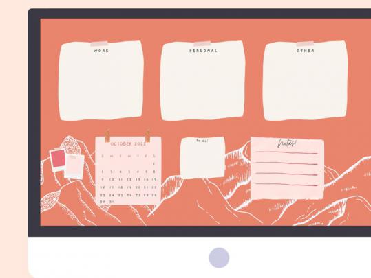 Desktop Wallpaper Organizer 2022 Calendar Year Orange | Etsy UK
