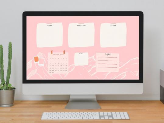 Desktop Wallpaper Organizer 2022 Calendar Year Pink Winter | Etsy UK