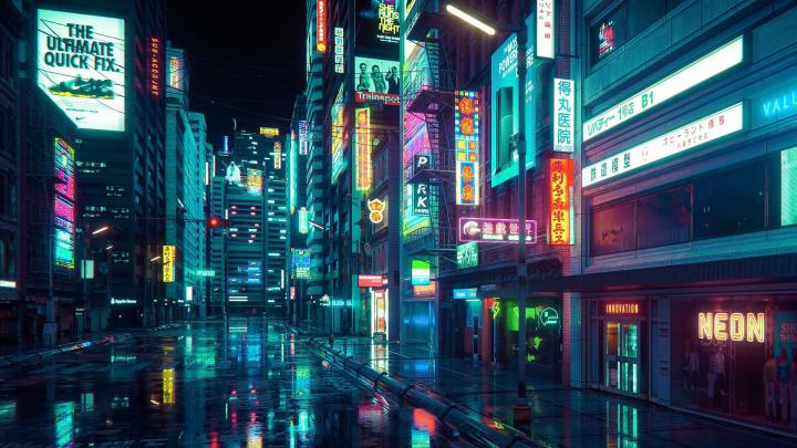 Desktop wallpaper cyberpunk, city, buildings, art, hd image, picture 