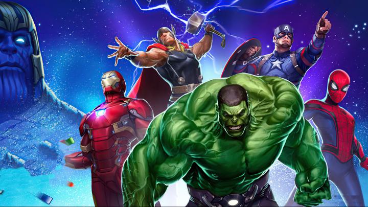 Desktop Wallpaper Marvel Puzzle Quest, Video Game, 2020, Hulk, Avengers 