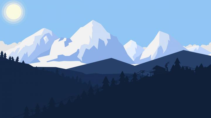 Minimalist wallpaper, winter, art, snow, landscape, minimal art 
