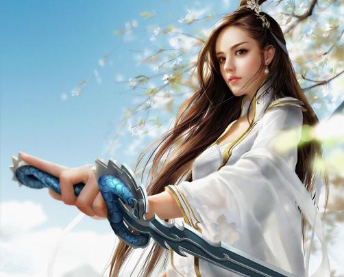beauty, Fantasy, Girl, Sword, Long, Hair Wallpapers HD \/ Desktop and 