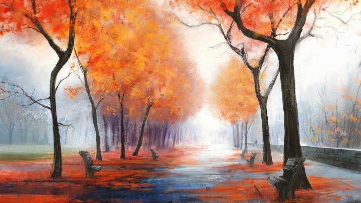 Autumn Park Digital Art 4k park wallpapers, hd-wallpapers, digital art 