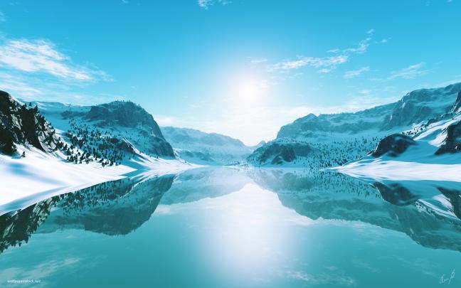 nature, Landscapes, Earth, Snow, Sky, Sunny, Clouds, Lakes, Cold 