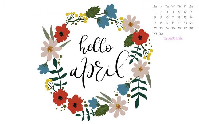 April 2018 - Hello April Desktop Calendar- Free April Wallpaper