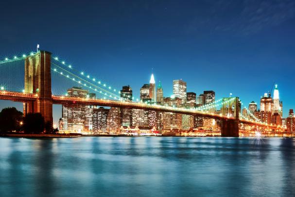 usa, River, Bridge, Skyscraper, New, York, City, Night, Fairy, Lights 