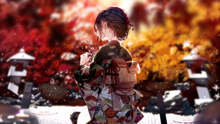 Kimono Dress Anime Girl 4k, HD Anime, 4k Wallpapers, Images 