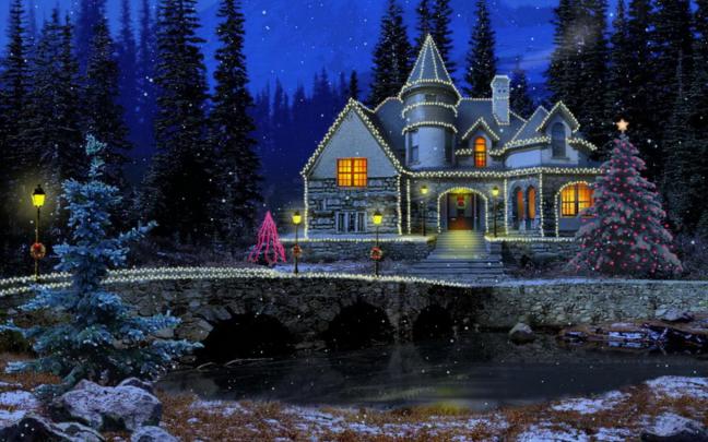 Download Winter Night Wallpaper Full HD HD Windows Apple Colourful Cool 