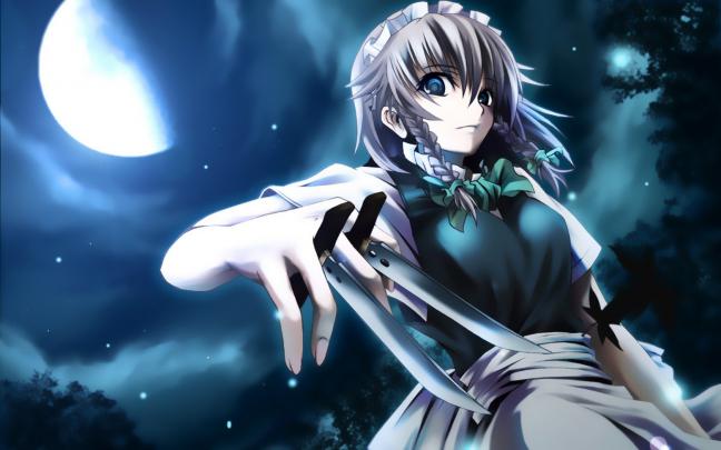 anime girls, Artwork, Silver hair, Touhou, Izayoi Sakuya Wallpapers HD 