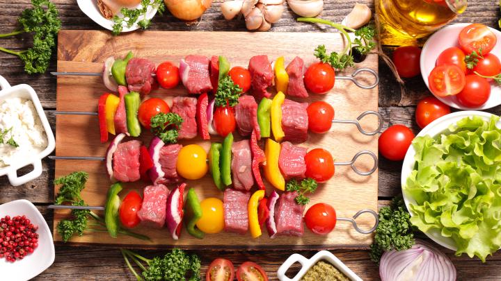 Meat And Vegetable BBQ Skewers UHD 4K Wallpaper | Pixelz