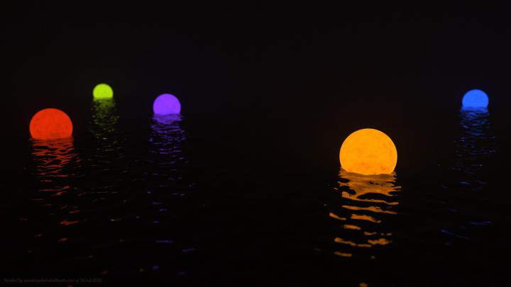 Floating spheres of light - 4k (3840 x 2160) 3D render I made today 
