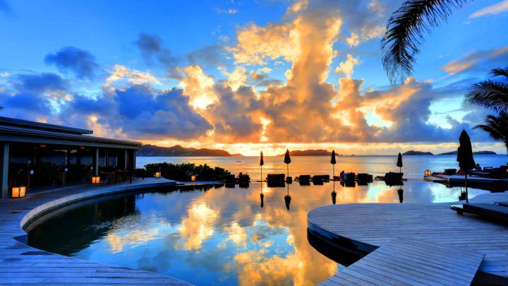 Wallpaper St Barth, 5k, 4k wallpaper, 8k, Hotel Christopher, sunset 