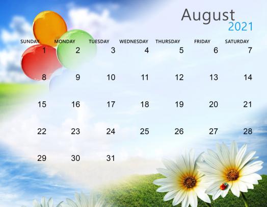 Cute August 2021 Calendar Desktop Wallpaper - Mycalendarlabs