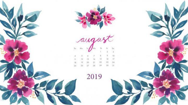 August 2019 Floral Desktop Wallpaper | Calendar wallpaper, Desktop 