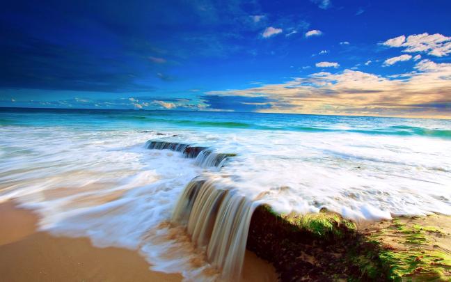 Beautiful Waterfall Beach Wallpapers HD \/ Desktop and Mobile Backgrounds