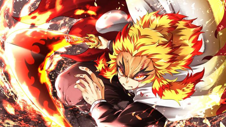 #8.2043, Demon Slayer, Kyojuro Rengoku, Katana, Flame, Hashira, 4K 