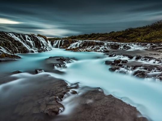 Beautiful Waterfall With Blue Water Iceland Desktop Backgrounds Free 