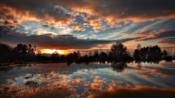 wallpaper for desktop, laptop | ml14-sunset-lake-night-dark-nature