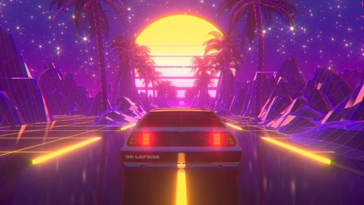 Delorean by Visualdon [1920x1080] in 2020 | Neon wallpaper, 4k 