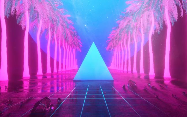 2880x1800 Miami Trees Triangle Neon Artwork 4k Macbook Pro Retina HD 4k 