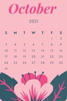 Free Download October 2021 Calendar Desktop Wallpaper