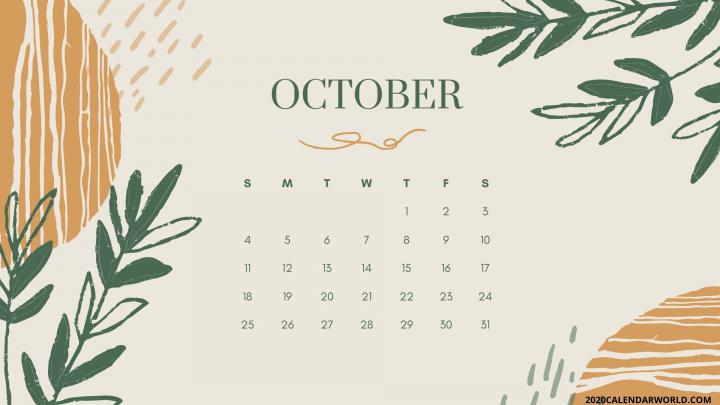 Floral October 2020 calendar for desktop | Desktop wallpaper calendar 