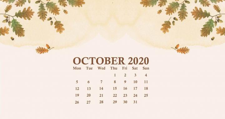 October 2020 Desktop Calendar Wallpaper | October calendar wallpaper 