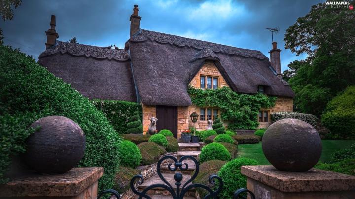 Cloudy Day, Garden, England, house - Full HD Wallpapers: 1920x1080