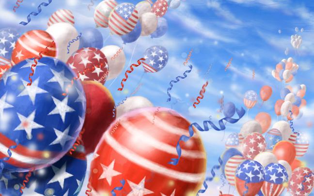 4 July Independence Day Usa Celebration Balloon Motifs Of American Flag 