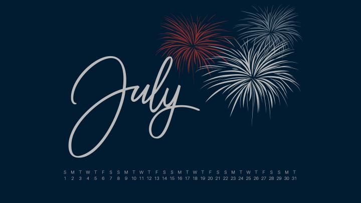 July 2019 Desktop Calendar Wallpaper