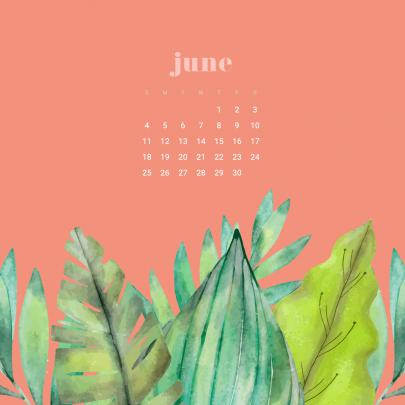 FREE June desktop wallpaper calendars featuring greenery and pops of color!