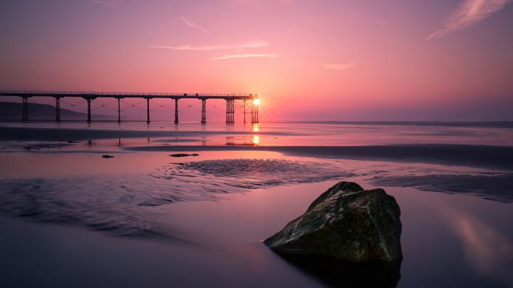 1920x1080 Pier Beach Sunset 4k Laptop Full HD 1080P HD 4k Wallpapers 