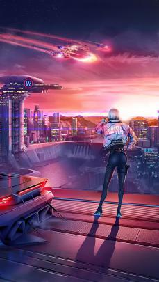Girl city view Cyberpunk Wallpaper 4k Ultra HD 5377