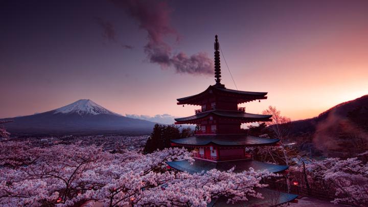 1920x1080 Churei Tower Mount Fuji In Japan 8k Laptop Full HD 1080P HD 